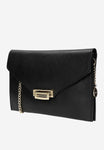 Wojas Black Leather Crossbody Bag with Golden Details | 8038651