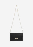 Wojas Black Leather Crossbody Bag with Golden Details | 8038651