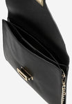 Wojas Black Leather Crossbody Bag with Golden Details | 8038651