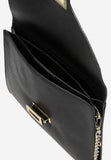 Wojas Black Leather Crossbody Bag with Golden Details | 8038651