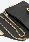 Wojas Black Leather Crossbody Bag with Golden Details | 8038651