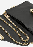 Wojas Black Leather Crossbody Bag with Golden Details | 8038651