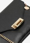 Wojas Black Leather Crossbody Bag with Golden Details | 8038651