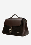 Wojas Dark Brown Leather Crossbody Bag with Golden Lock | 8043872