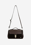 Wojas Dark Brown Leather Crossbody Bag with Golden Lock | 8043872
