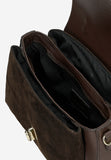 Wojas Dark Brown Leather Crossbody Bag with Golden Lock | 8043872
