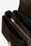 Wojas Dark Brown Leather Crossbody Bag with Golden Lock | 8043872