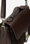 Wojas Dark Brown Leather Crossbody Bag with Golden Lock | 8043872