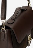 Wojas Dark Brown Leather Crossbody Bag with Golden Lock | 8043872