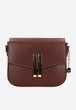 Wojas Burgundy Leather Crossbody Bag with Golden Details | 8045055