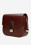 Wojas Burgundy Leather Crossbody Bag with Golden Details | 8045055