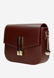 Wojas Burgundy Leather Crossbody Bag with Golden Details | 8045055