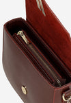 Wojas Burgundy Leather Crossbody Bag with Golden Details | 8045055