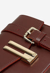 Wojas Burgundy Leather Crossbody Bag with Golden Details | 8045055