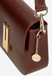 Wojas Burgundy Leather Crossbody Bag with Golden Details | 8045055