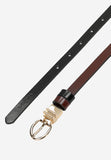Wojas Women's Thin Black and Burgundy Leather Belt | 9313555