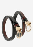 Wojas Women's Thin Black and Burgundy Leather Belt | 9313555