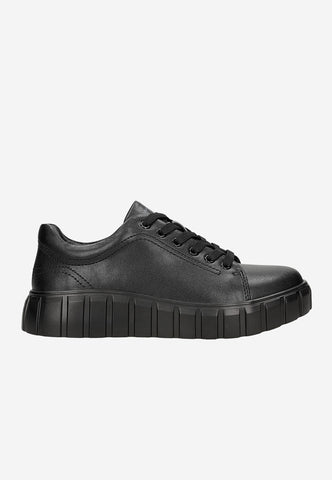 Wojas Black Leather Sneakers with Corrugated Sole | 4635951