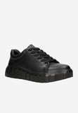 Wojas Black Leather Sneakers with Corrugated Sole | 4635951