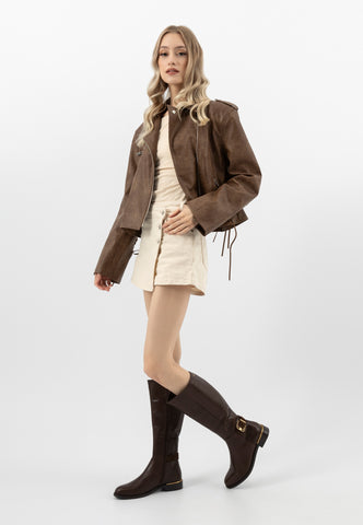 Wojas Brown Insulated Leather Knee High Boots | 7101152