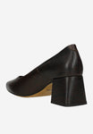 Wojas Brown Embossed Leather Block High Heels | 3517350