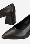 Wojas Brown Embossed Leather Block High Heels | 3517350