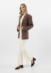 Wojas Brown Embossed Leather Block High Heels | 3517350