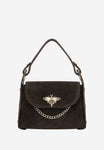Wojas Dark Brown Leather Crossbody Bag with Golden Bee Accent | 8031862