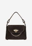 Wojas Dark Brown Leather Crossbody Bag with Golden Bee Accent | 8031862