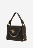 Wojas Dark Brown Leather Crossbody Bag with Golden Bee Accent | 8031862