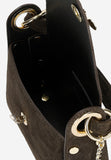 Wojas Dark Brown Leather Crossbody Bag with Golden Bee Accent | 8031862