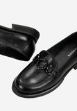 Wojas Black Leather Loafers with Chain | 4635351