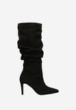 Wojas Black Velour Leather Knee High Boots | 7112561