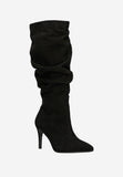 Wojas Black Velour Leather Knee High Boots | 7112561