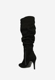 Wojas Black Velour Leather Knee High Boots | 7112561