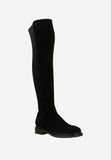 Wojas Black Velour Leather Knee High Boots with Logo | 7112061