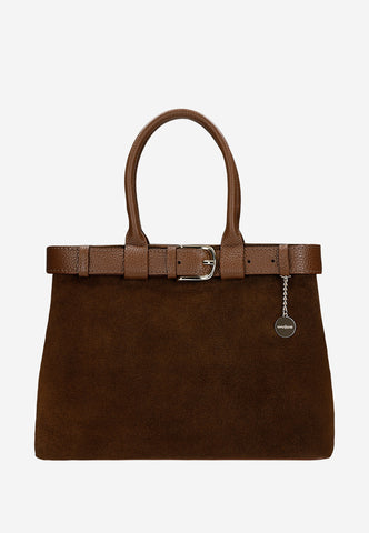 Wojas Brown Velour Leather Tote Bag | 8043773