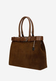 Wojas Brown Velour Leather Tote Bag | 8043773