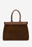 Wojas Brown Velour Leather Tote Bag | 8043773