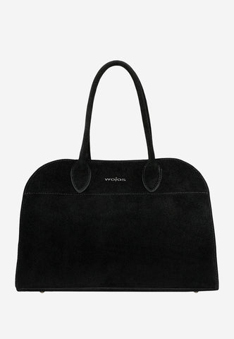 Wojas Black Velour Leather Tote Bag | 8044261