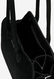Wojas Black Velour Leather Tote Bag | 8044261