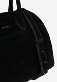 Wojas Black Velour Leather Tote Bag | 8044261