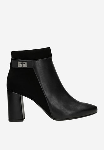 Wojas Black Leather Ankle Boots with Buckle | 5536171