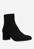 Wojas Black Velour Leather Ankle Boots with Zipper | 5537461