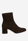 Wojas Dark Brown Velour Leather Ankle Boots with Zipper | 5537462