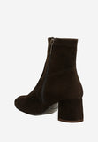 Wojas Dark Brown Velour Leather Ankle Boots with Zipper | 5537462