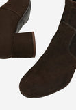 Wojas Dark Brown Velour Leather Ankle Boots with Zipper | 5537462