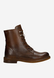 Wojas Brown Leather Ankle Boots with Golden Logo | 6415052