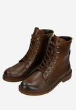Wojas Brown Leather Ankle Boots with Golden Logo | 6415052