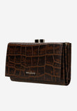 Wojas Dark Brown Embossed Leather Snap Wallet | 9108572